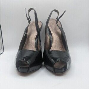 JOAN & DAVID Patent Leather Burgundy Slingback Stilettos Heels Size 10.5 M